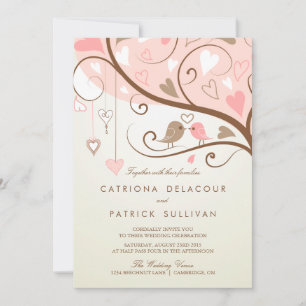 Whimsical Lovebirds Wedding Invitation