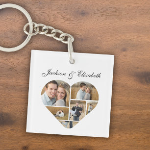 Whimsical Lovely Heart Personalised Photo Collage Key Ring