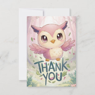 Whimsical Lovely Owl Thank You Card