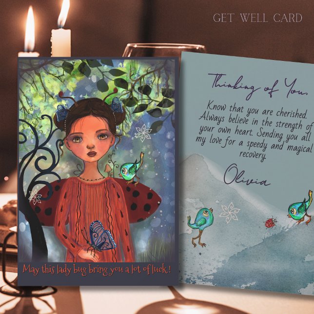 Whimsical Lucky Ladybug Get Well Card (Whimsical Lucky Ladybug Get Well Card)