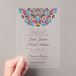 Whimsical Luxury Ivory Floral Style Border Wedding Acrylic Invitations