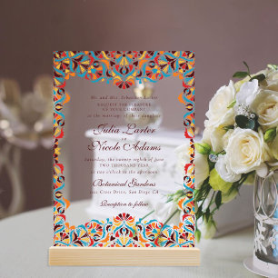 Whimsical Luxury Ivory Floral Style Border Wedding Acrylic Invitations