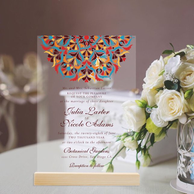 Whimsical Luxury Ivory Floral Style Border Wedding Acrylic Invitations (Creator Uploaded)