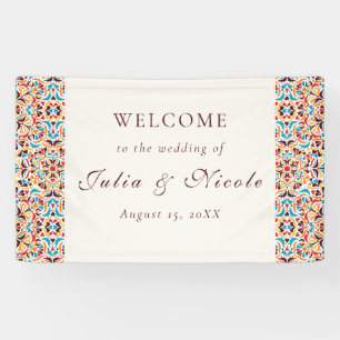 Whimsical Luxury Ivory Floral Style Border Wedding Banner
