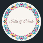 Whimsical Luxury Ivory Floral Style Border Wedding Classic Round Sticker<br><div class="desc">Beautiful Invitation to celebrate Special occasions and festivals comes with digital and E-invitation as per your request. We would love to replicate our designs to make multiple products like rsvp cards, labels envelopes, and more. Customisation is available for ready to print on request at info@shamaurcreatif@gmail.com. Look Forward to hearing from...</div>