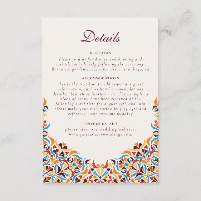 Whimsical Luxury Ivory Floral Style Border Wedding Enclosure Card (Front)