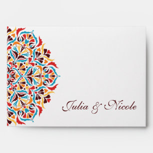 Whimsical Luxury Ivory Floral Style Border Wedding Envelope