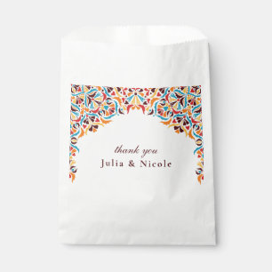 Whimsical Luxury Ivory Floral Style Border Wedding Favour Bag