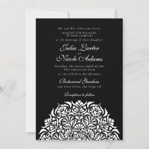 Whimsical Luxury Ivory Floral Style Border Wedding Invitation