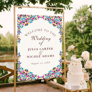 Whimsical Luxury Ivory Floral Style Border Wedding Poster