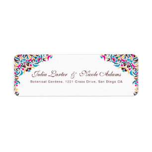 Whimsical Luxury Ivory Floral Style Border Wedding Return Address Label