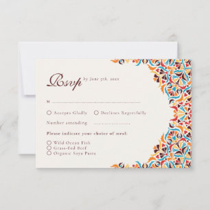 Whimsical Luxury Ivory Floral Style Border Wedding RSVP Card