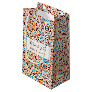 Whimsical Luxury Ivory Floral Style Border Wedding Small Gift Bag