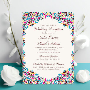 Whimsical Luxury Ivory Floral Wedding Reception Invitation