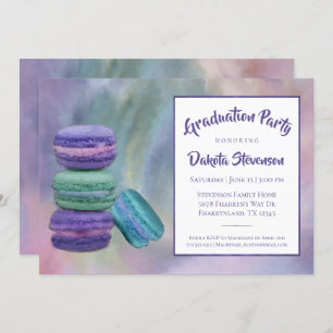 Whimsical Macarons French Sweets Graduation Invitation