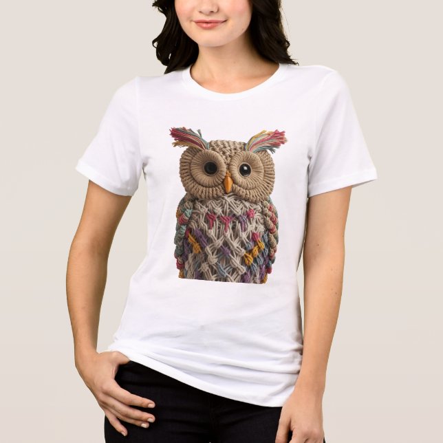 Whimsical Macramé Owl: A Handcrafted Touch of Bohe Tri-Blend Shirt (Front)
