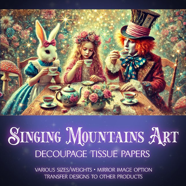 Whimsical Mad Tea Party in Wonderland Decoupage Tissue Paper (Creator Uploaded)