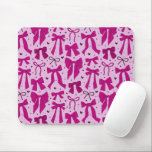 Whimsical Magenta Bows Pattern Mouse Pad<br><div class="desc">Coquette and whimsical mousepad featuring hand drawn illustration of magenta bows and heart pattern.</div>
