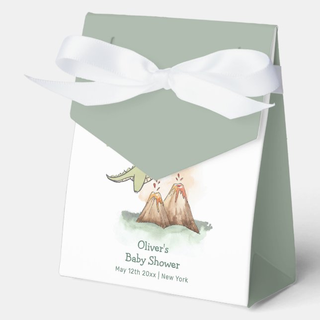 Whimsical Magic Dragon Mountain Boy Baby Shower Favour Box (Front)