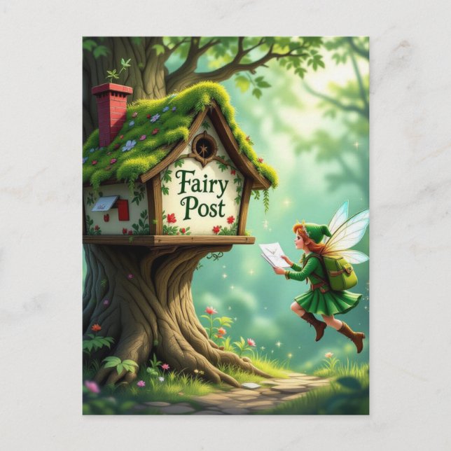 Whimsical Magic Fairy Child Party Invite Postcard (Front)