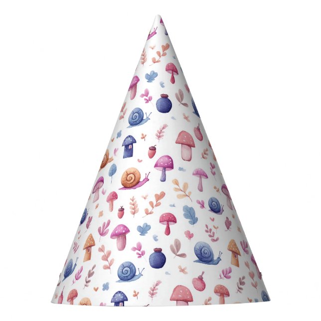 Whimsical Magic Garden Pattern Party Hat (Front)