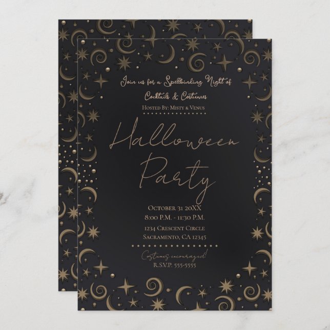 Whimsical Magic Halloween Cocktails Costumes Party Invitation (Front/Back)