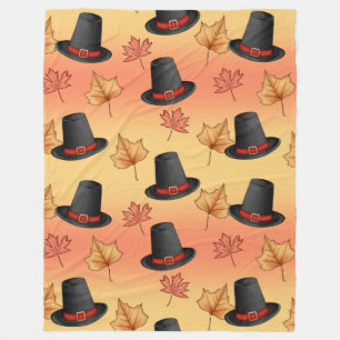 Whimsical Magic Hats with Autumn Leaves Fleece Blanket