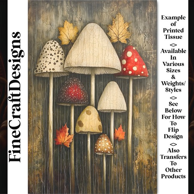 Whimsical Magic Mushrooms & Leaves AW9 Decoupage Tissue Paper (Creator Uploaded)