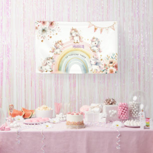 Whimsical magic pastel unicorn kids birthday banner