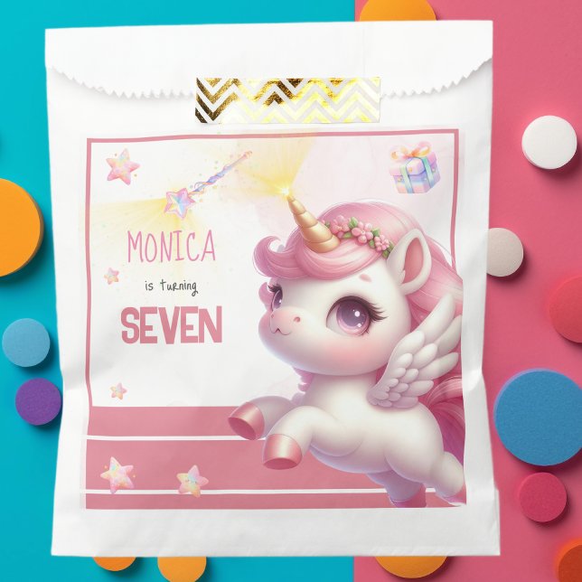 Whimsical magic pastel unicorn kids birthday favour bag (Creator Uploaded)