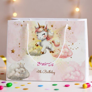 Whimsical magic pastel unicorn kids birthday large gift bag