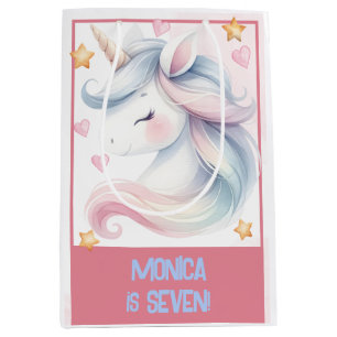 Whimsical magic pastel unicorn kids birthday medium gift bag