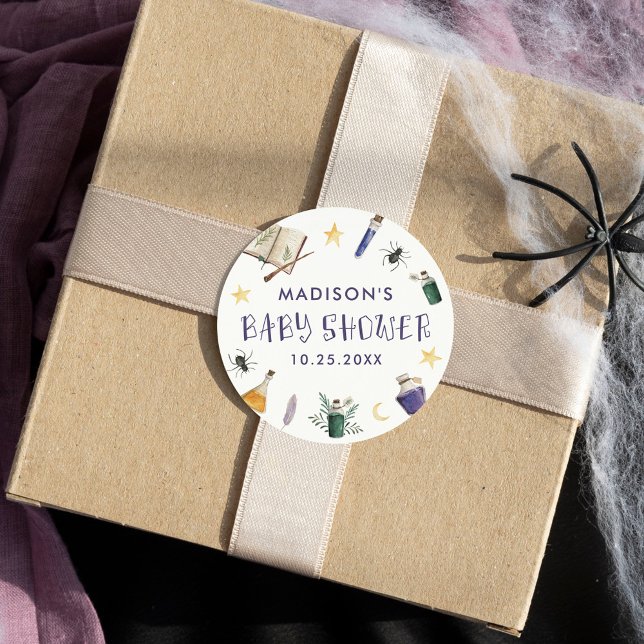 Whimsical Magic Potions Halloween Baby Shower Classic Round Sticker (Creator Uploaded)