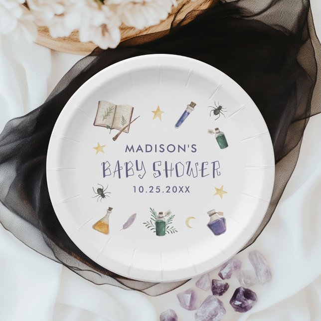 Whimsical Magic Potions Halloween Baby Shower Paper Plate (Creator Uploaded)