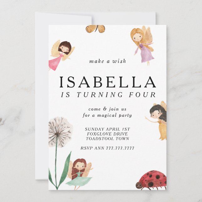 Whimsical Magical Fairy Birthday Invitation (Front)