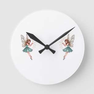 Whimsical Magical Fairy Round Clock