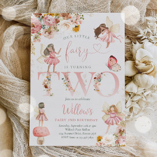 Whimsical Magical Floral Fairy 2nd Birthday Party  Invitation