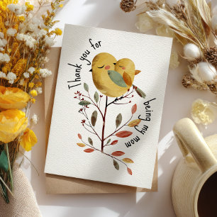 Whimsical Mama Bird& Chick with Photo Mother's Day Card