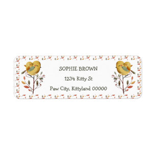 Whimsical Mama Bird& Her Chick Return Address Label