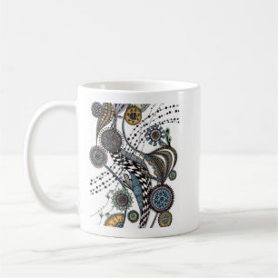 Whimsical Mandala & Chequerboard Ribbon Coffee Mug