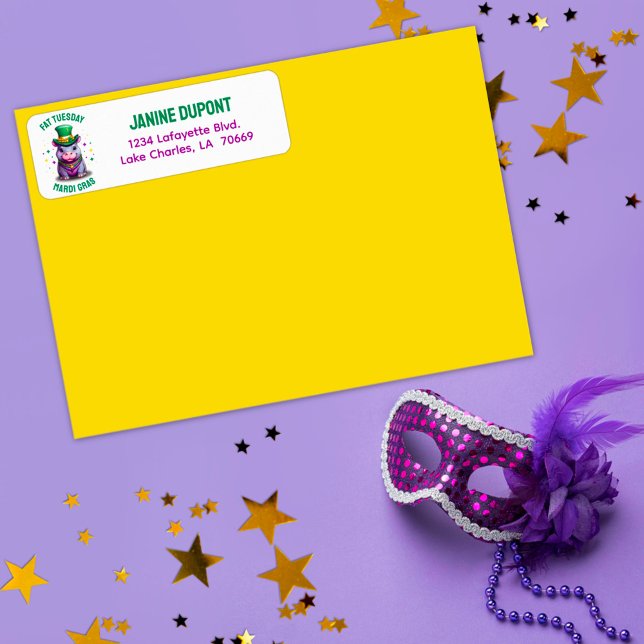 Whimsical Mardi Gras Fat Tuesday Hippo Sticker (Creator Uploaded)