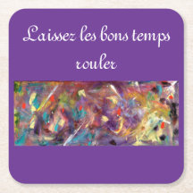 Whimsical Mardi Gras square paper coaster