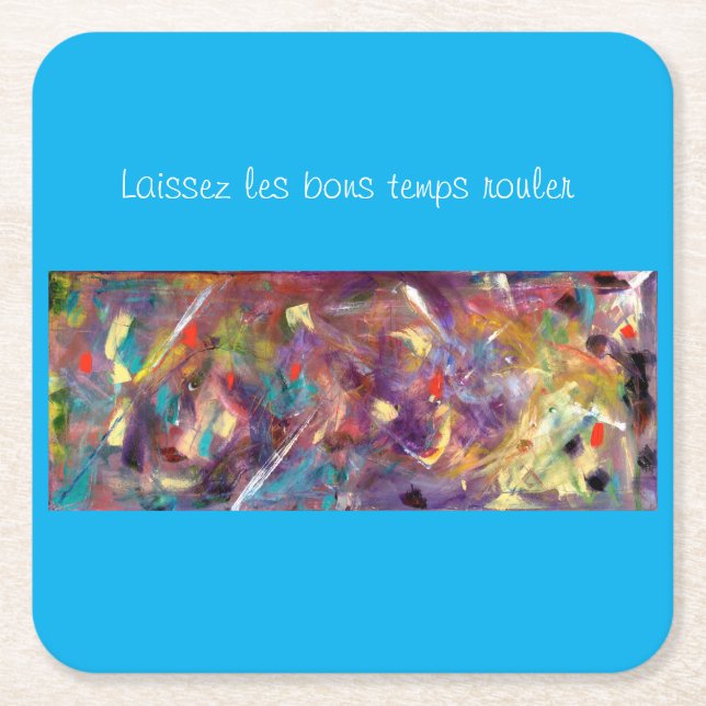 Whimsical Mardi Gras square paper coasters. Square Paper Coaster (Front)