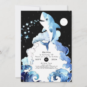 Whimsical Marine Fun Shark Birthday Invitation