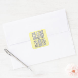 Whimsical Marine Life Pattern Square Sticker