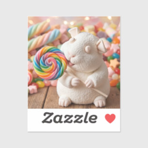 Whimsical Marshmallow Guinea Pig and Lollipop