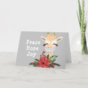 Whimsical Masked Giraffe Holiday Card