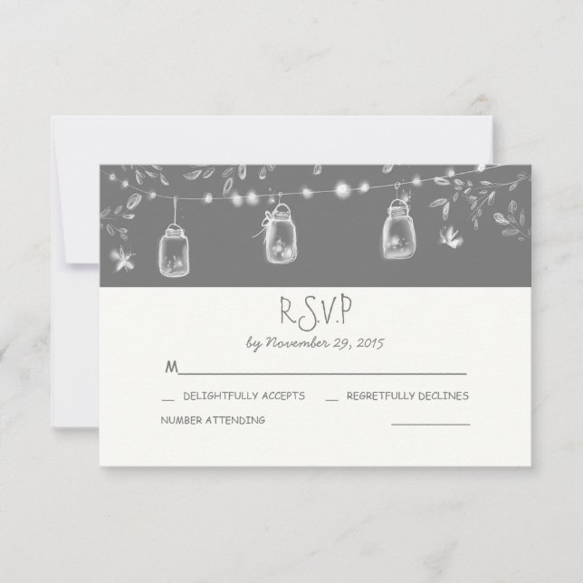 whimsical mason jars rustic wedding RSVP (Front)