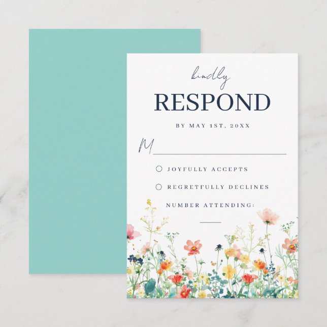 Whimsical Meadow Wedding RSVP Card (Front/Back)