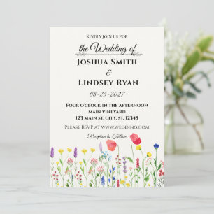 Whimsical Meadow Wildflower Wedding Invitation